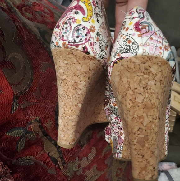 Aldo wedge floral peep toe sz 8.5 - Picture 5 of 5